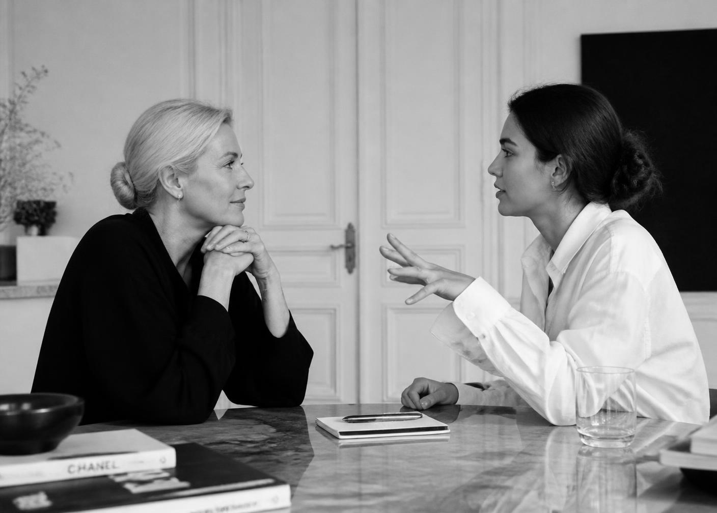 Une mentore et une mentorée en conversation